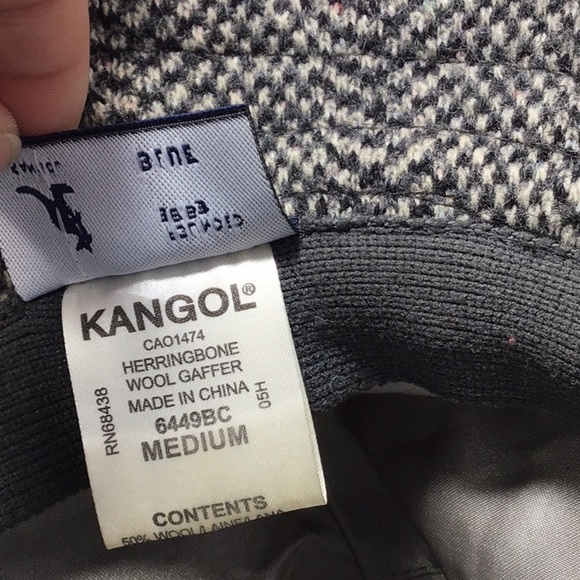 Kangol Vintage Tweed Herringbone Wool Fedora Grey & Black Hat Size Medium. - Picture 11 of 12